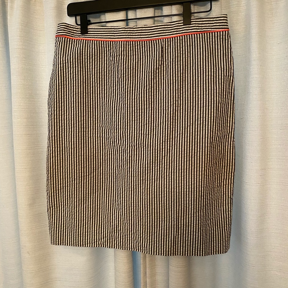J Crew Seersucker Pencil Skirt Pink Stripe